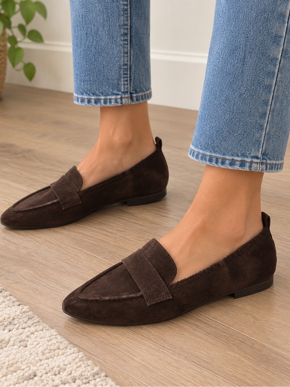 Vince Camuto Dark Brown Suede Pointed Toe Loafers